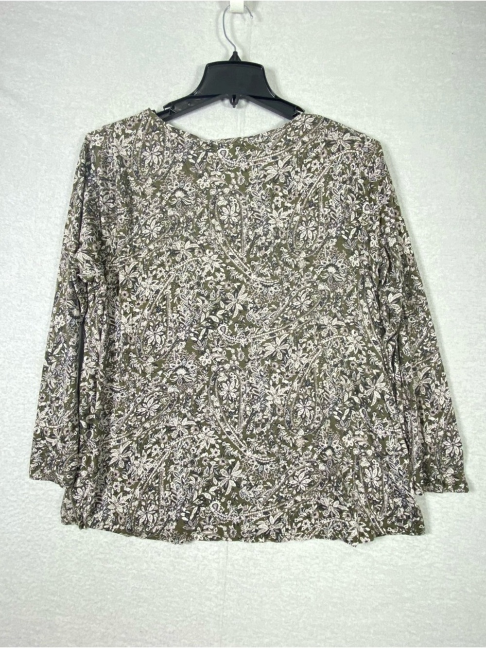 Lucky Brand Floral Paisley Tee Women's 1X Green Long Sleeve Round Neck Shirt - Picture 7 of 12